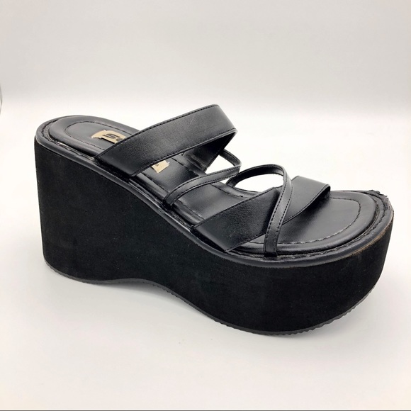 black soda platform sandals